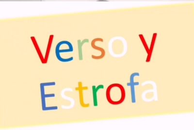 Cartel con las palabras Verso y Estrofa en letras multicolores 2HTSWKC7vBQ