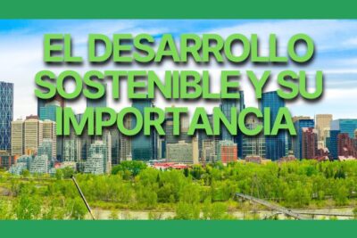 Panorámica de skyline con texto verde sobre desarrollo sostenible 2t60OLIFlNY