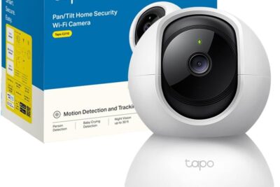 Cámara de seguridad dome Tapo blanca 2K con pan/tilt y Wi‑Fi, modelo 51yEUNVa6FL. AC SL1000