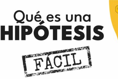 70FkZ0uiZjM Texto grande 'Qué es una HIPÓTESIS' con sello 'FÁCIL', fondo blanco y franja amarilla con icono de bombilla