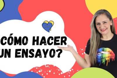 Miniatura colorida con el texto '¿Cómo hacer un ensayo?' y una persona sonriente que presenta la guía FwgeiavmoiI