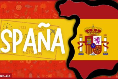 Cartel colorido con la palabra ESPAÑA sobre la bandera española y la silueta del mapa con escudo HzFDgCOnVGI.