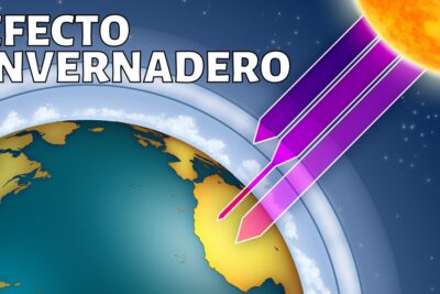 Ilustración del efecto invernadero con la Tierra, el sol y flechas de radiación púrpura TdLUgNXQ NI.