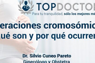 Mujer embarazada sosteniendo su vientre con texto informativo sobre alteraciones cromosomicas 1.