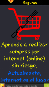 Carrito de compra rojo sobre fondo oscuro con texto amarillo que invita a aprende como realizar compras online en amazon espana