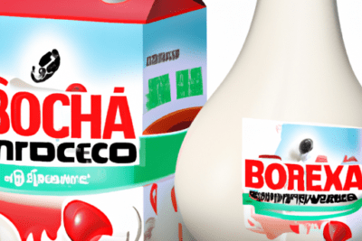 Cartón y botella de horchata con etiquetas coloridas que destacan el producto y consejos sobre beber horchata caducada es seguro beneficios de la horchata fresca y prevencion de la intoxicacion