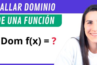 Miniatura con texto 'Hallar dominio de una función' y 'Dom f(x) = ?' junto a una mujer sonriente c20QWEhBPKs