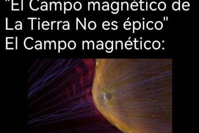 Ilustración de la Tierra rodeada por líneas de campo magnetico que desvían el viento solar