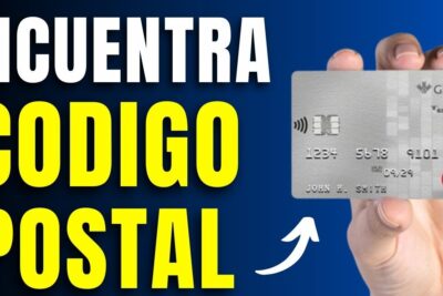 Mano sosteniendo una tarjeta bancaria junto al texto 'Encuentra codigo zip' y una flecha blanca señalando la tarjeta