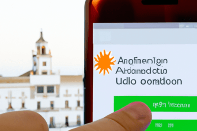 Persona tocando pantalla de móvil con portal administrativo en primer plano, como acceder a una notificacion caducada de la junta de andalucia