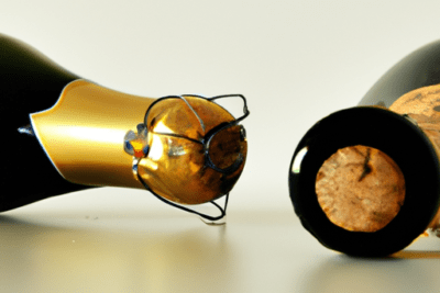 Botellas de cava tumbadas con corchos y cápsulas visibles para comprobar como saber si el cava esta caducado