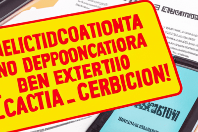 Cartel amarillo y rojo sobre documentos, tablet y teclado que representa como saber si mi certificado digital esta caducado