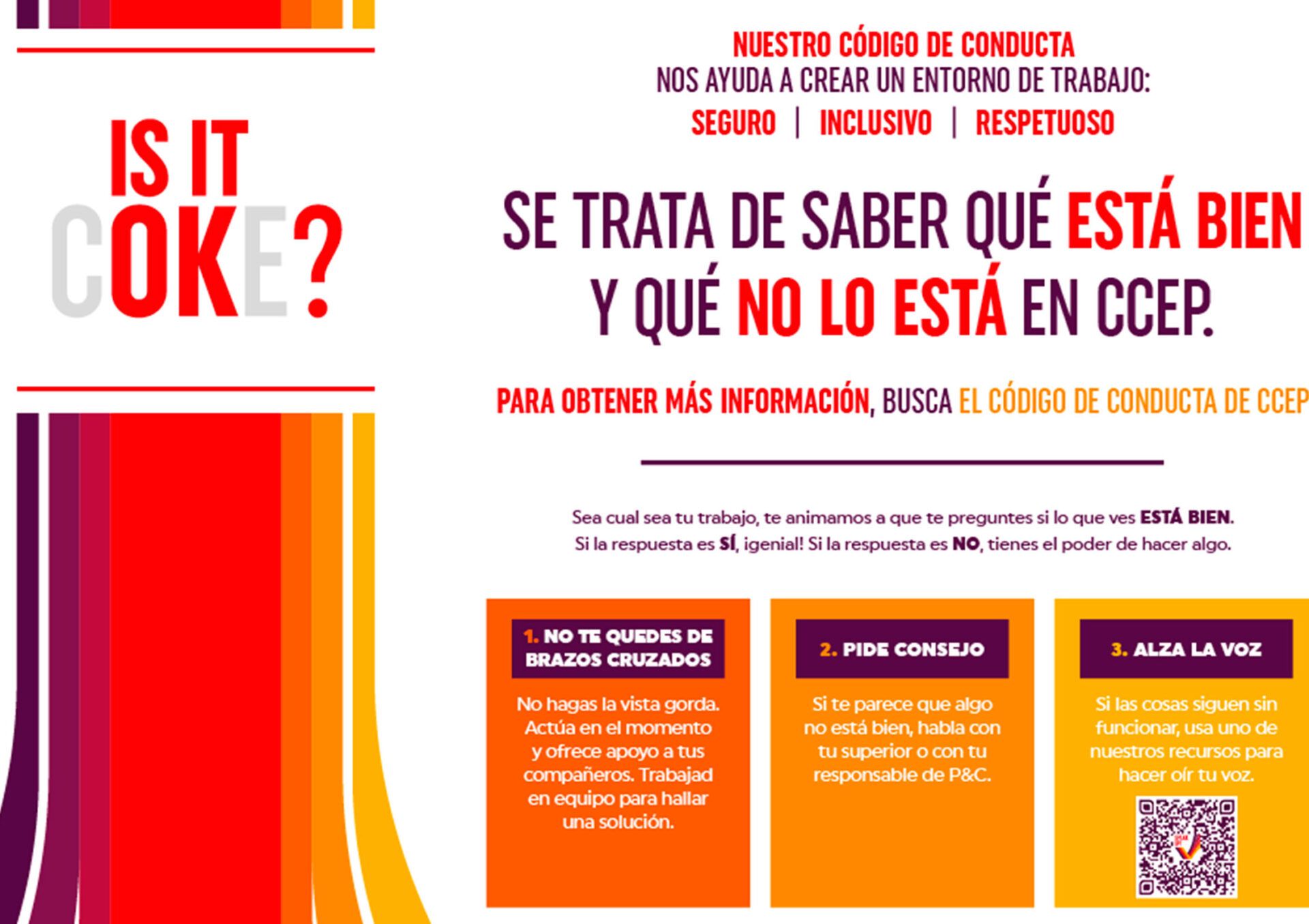 Cartel informativo sobre código de conducta y comportamiento laboral con diseño colorido, cual es la comunidad autonoma de barcelona descubre la respuesta aqui 1.