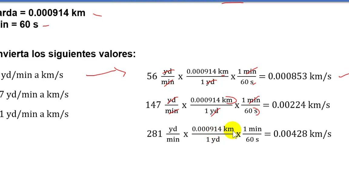 Imagen con la conversión 1 yarda = 0.000914 km, paso a paso para convertir yd/min a km/s y ejemplos numéricos, cuantos kilometros son una yarda descubre la respuesta aqui 2