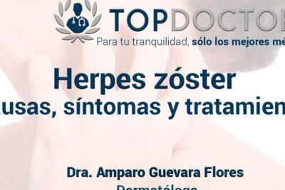 Banner informativo sobre herpes zóster y culebrilla une con texto sobre causas, síntomas y tratamiento