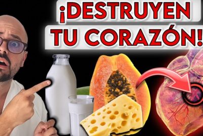 Hombre señalando botella de leche, vaso, queso y papaya junto a un corazón ilustrado, de que se alimentan los caracoles descubre su dieta y habitos alimenticios