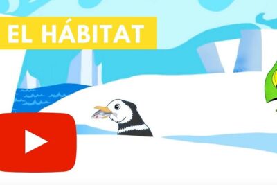Descubre de que se alimentan los pinguinos en su habitat natural: pingüino animado sosteniendo un pez en el pico frente a icebergs y el mar