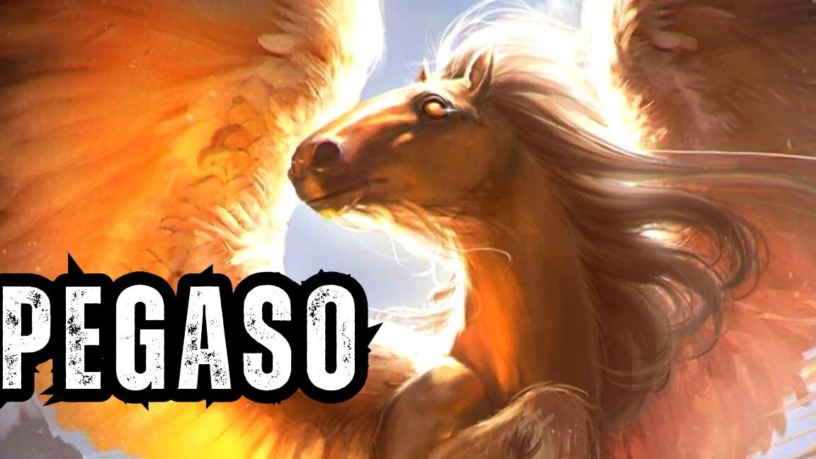 Pegaso dorado en vuelo con grandes alas iluminadas; descubre el fascinante significado detras de zeus y su relevancia en la mitologia.