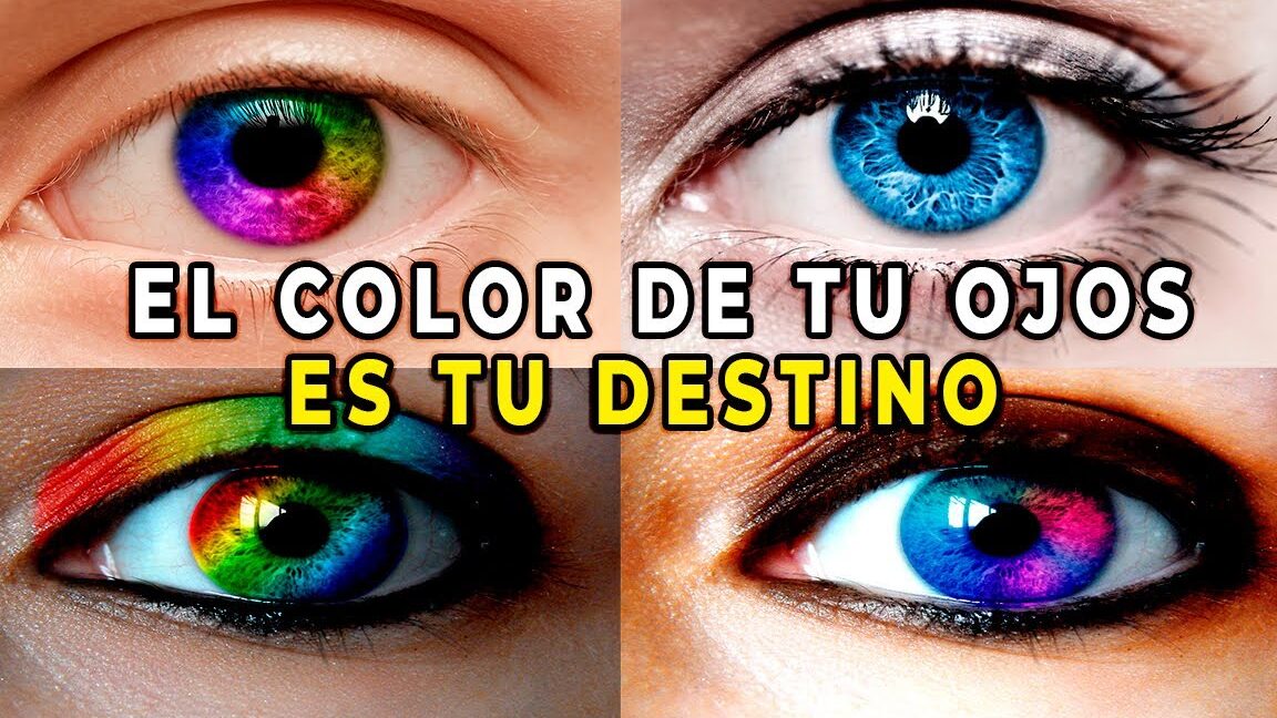 Collage de primeros planos de ojos en tonos vibrantes y texto central que invita a descubre el fascinante significado oculto del color verde.