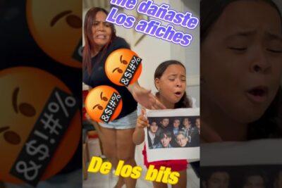 Niña sosteniendo un póster de un grupo musical mientras una mujer la regaña y emojis furiosos están superpuestos, descubre el misterio detras de que significa 3 doritos despues