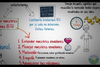 Infografía ilustrada sobre inteligencia emocional con lista de habilidades, iconos de corazón y sonrisa, y texto que invita a descubre el significado de 7 y su profunda relevancia en diferentes ambitos.