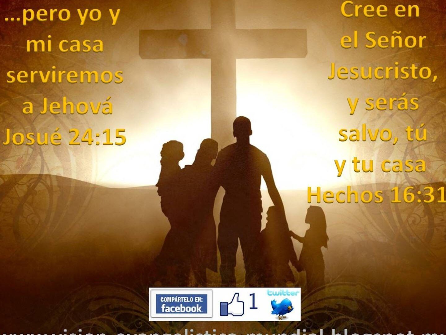 Descubre el significado de yo y mi casa serviremos a jehova te sorprendera en una imagen con una familia en silueta delante de una cruz y versículos visibles