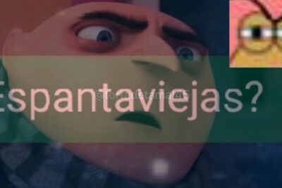 Rostro animado sorprendido con texto 'Espantaviejas' y recorte de ojos en la esquina, descubre el significado detras de uwu