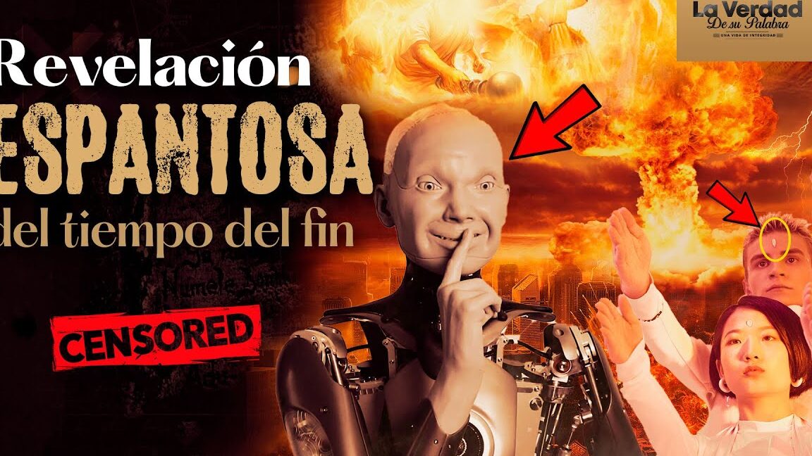 Escena apocalíptica con robot silencioso, explosiones y personas señalando, descubre el verdadero significado de jesus y su impacto en la humanidad