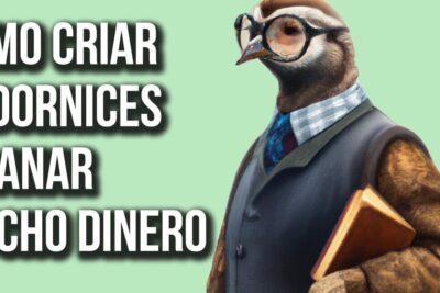 Cartel informativo sobre cómo criar codornices y ganar mucho dinero con ilustración de un ave antropomórfica con gafas y un libro