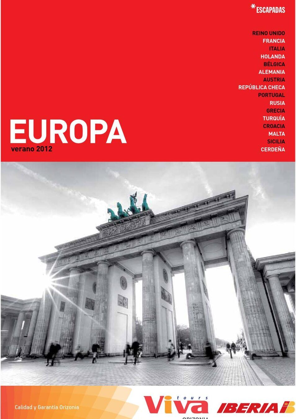 Portada de catálogo de viajes Europa con una gran puerta monumental y lista de destinos que invita a descubre todo sobre q zar citta sant angelo y sus increibles atracciones 1
