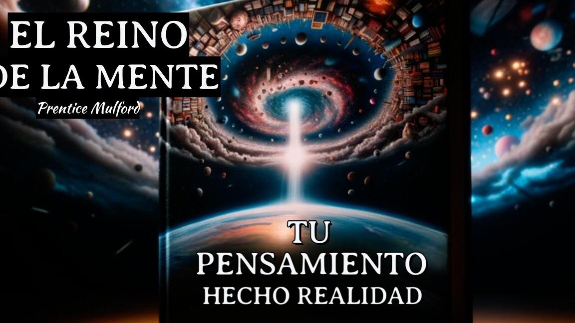 Portada cósmica de libro con la frase Tu pensamiento hecho realidad, planeta Tierra, galaxia y haz de luz descubriendo el significado holistico claves para comprender su verdadero alcance