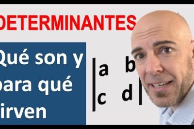 Miniatura educativa mostrando un presentador y la representación de un determinante matriz 2x2 con el texto 'Qué son y para qué sirven'.