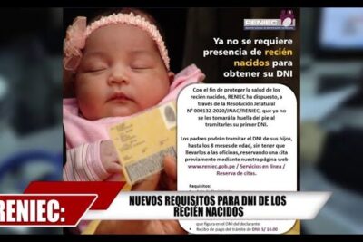 Bebé recién nacido dormido junto a información sobre dni hijo