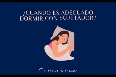 Ilustración de mujer durmiendo abrazando una almohada con texto que pregunta cuándo es adecuado dormir sujetador