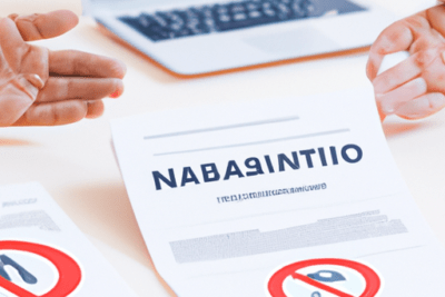 Documentos sobre la mesa con iconos de prohibición y manos señalando que el certificado de seguridad ha caducado o no es valido