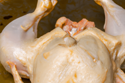 Pollo cocido en sartén que ilustra el peligro de consumir pollo un dia caducado que riesgos implica para la salud