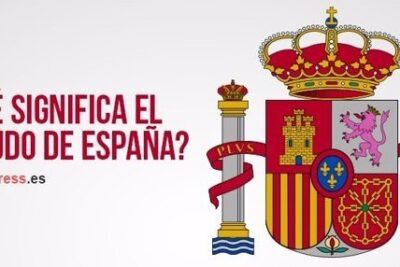 Imagen del escudo de España con corona, columnas y motivos heráldicos junto al texto ¿Qué significa el escudo de España?, el significado del numero 3 simbolismo y curiosidades 3.