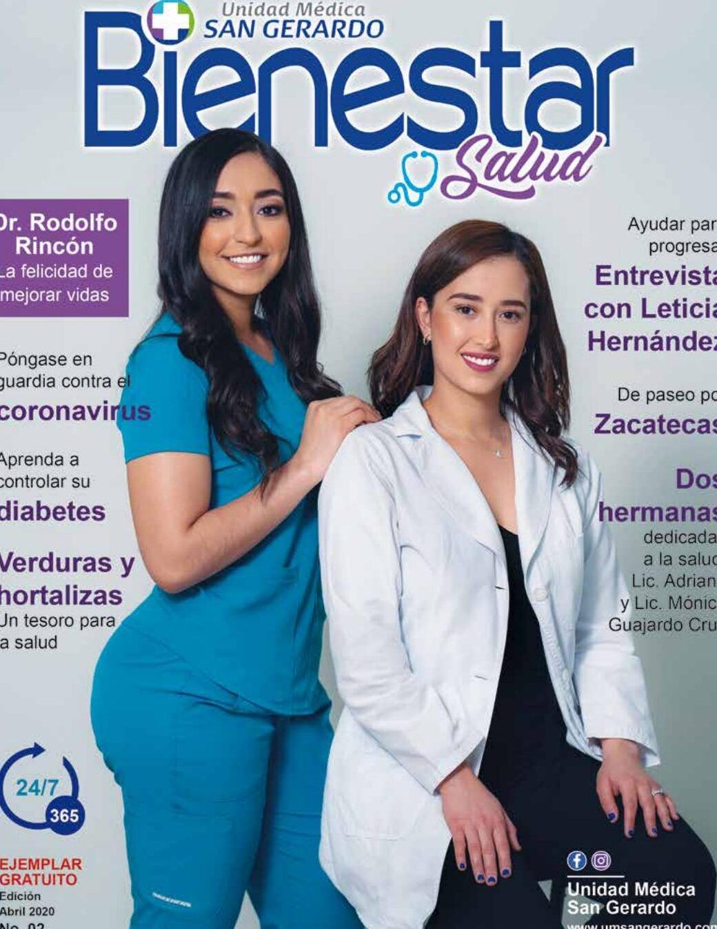 Dos profesionales sanitarias en portada de revista con titulares de salud; es peligroso fumar despues de una cirugia descubre que sucede si fumas recien operado