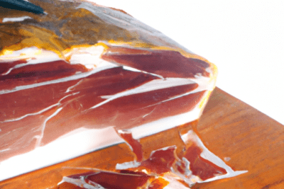 Jamón envasado al vacío y loncheado sobre una tabla de madera con film brillante, es seguro consumir jamon al vacio caducado descubre la verdad detras de esta polemica