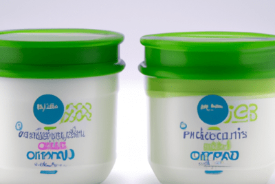 Dos envases de yogur blancos con tapa verde en primer plano, es seguro consumir yogur caducado 4 dias todo lo que necesitas saber