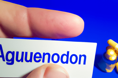 Mano sosteniendo tarjeta junto a un frasco con cápsulas amarillas que ilustra es seguro tomar augmentin 500 caducado descubre los riesgos y precauciones