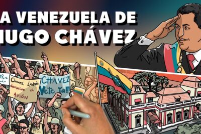 Ilustración gSLDVKnR4ZA de líder con banda presidencial, bandera venezolana, multitud y pancartas