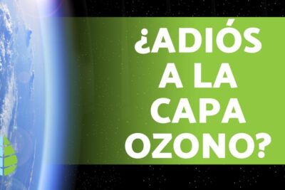 Ilustración de la Tierra y texto '¿Adiós a la capa ozono?' con icono ecológico h vUYlWzJK0