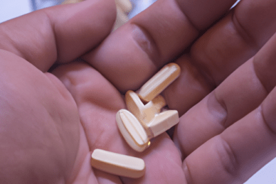 Mano sosteniendo pastillas amarillas partidas junto a un frasco desenfocado, hace dano tomar medicamento caducado descubre la verdad aqui