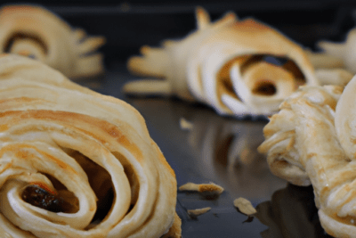Bandeja con piezas de masa hojaldrada horneada hojaldre caducado 2 meses que debemos hacer