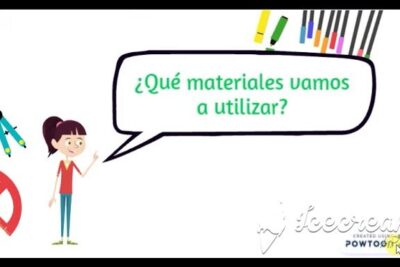 Niña ilustrada señalando una burbuja de diálogo que pregunta qué materiales utilizar para actividad huevo hunde