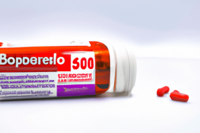 Frasco tumbado con cápsulas rojas que sugiere que ibuprofeno 600 caducado es peligroso su consumo