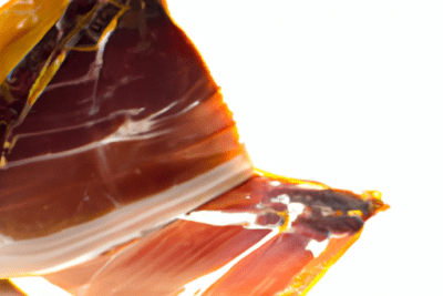 Lonchas brillantes de jamón serrano en envasado transparente con vetas de grasa visibles, jamon serrano caducado es seguro consumirlo