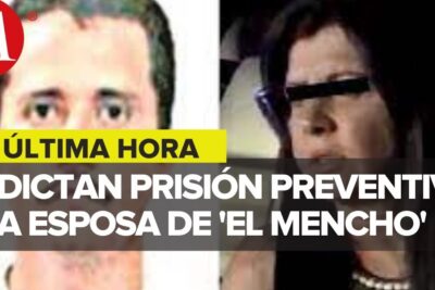 Juez dicta 1: gráfica de noticia con dos rostros y titular que anuncia prisión preventiva a la esposa de un presunto líder