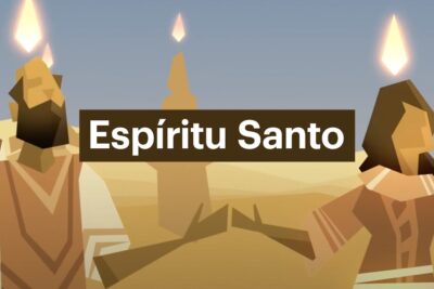 Ilustración geométrica de varias figuras con lenguas de fuego sobre sus cabezas que simbolizan el Espíritu Santo jwiKmt9NAfA